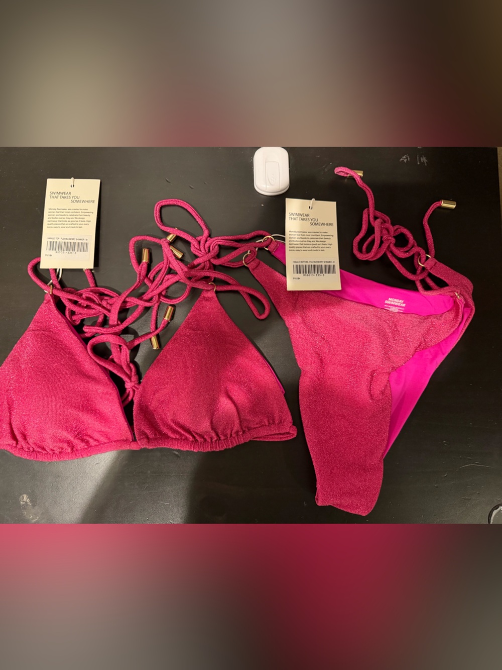 MONDAY SWIMWEAR HANALEI TOP & BOTTOM 
FUCHSIA BERRY SHIMMER